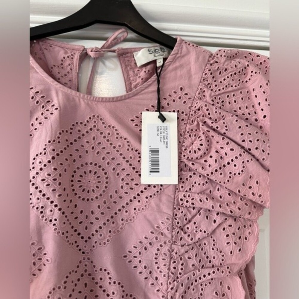 NEW Sea NY Vienne Eyelet Tunic Mini Dress Size M in Lilac Color NWT - Picture 4 of 6